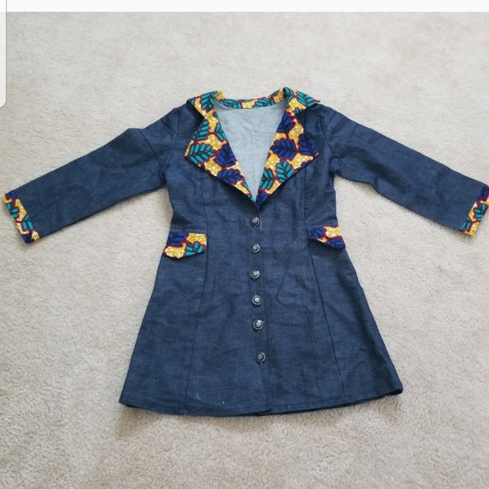 Beautiful denim and African print jacket.